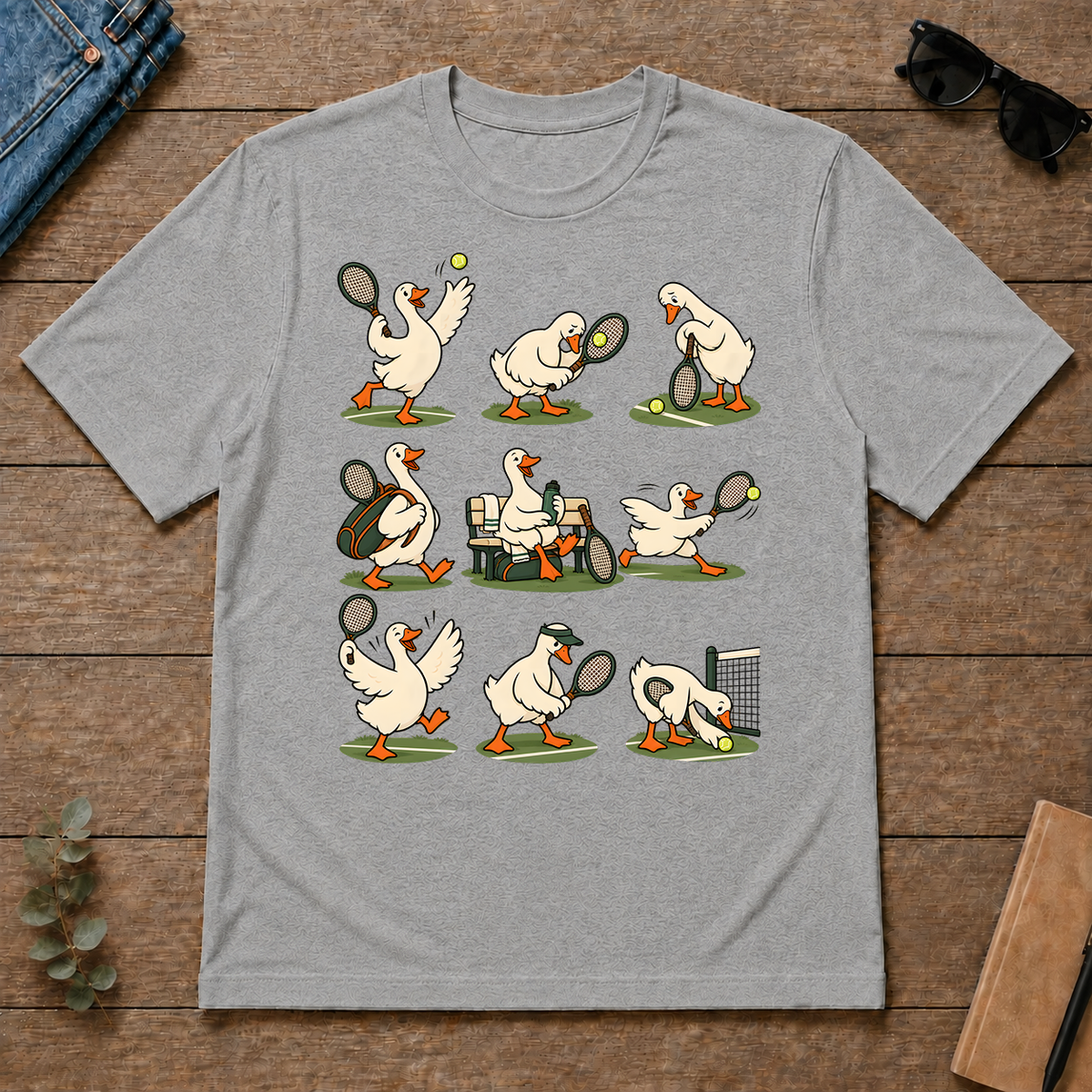 Funny Ducks Playing Tennis - sport-grey - TS2D-SportGrey