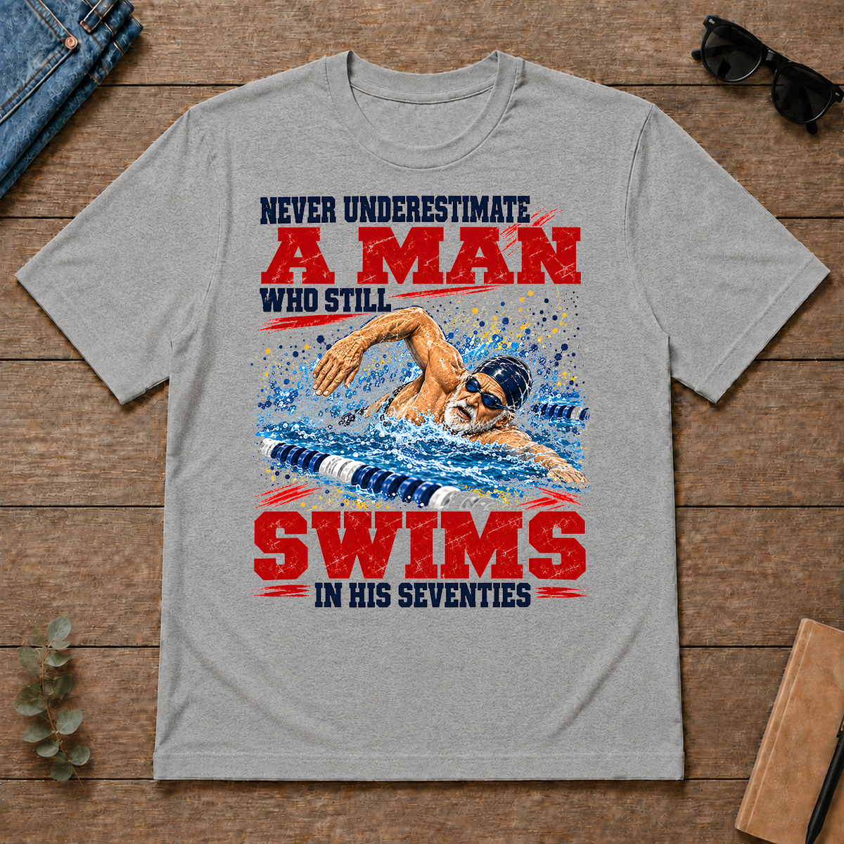 A Man Still Swims In His 70s - sport-grey - TS2D-SportGrey