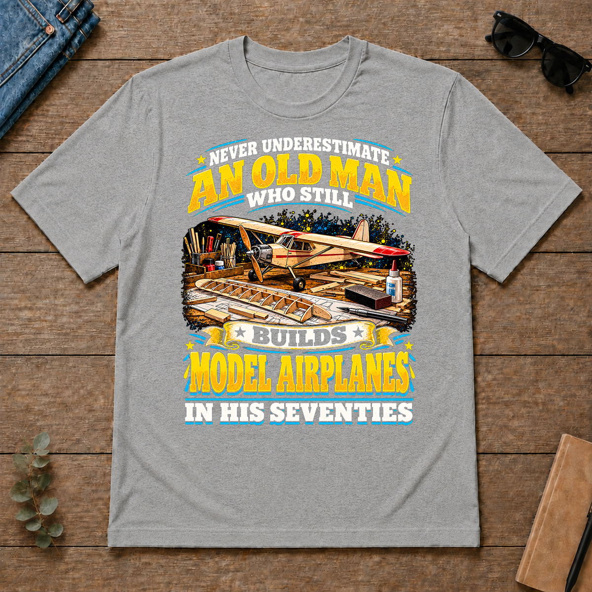 Yellow An Old Man Still Builds Model Airplanes In His Seventies - sport-grey - TS2D-SportGrey