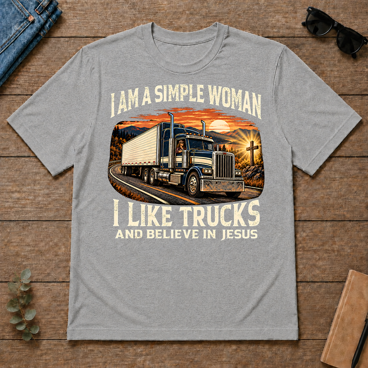 I Am Simple Woman I Like Trucks - sport-grey - TS2D-SportGrey