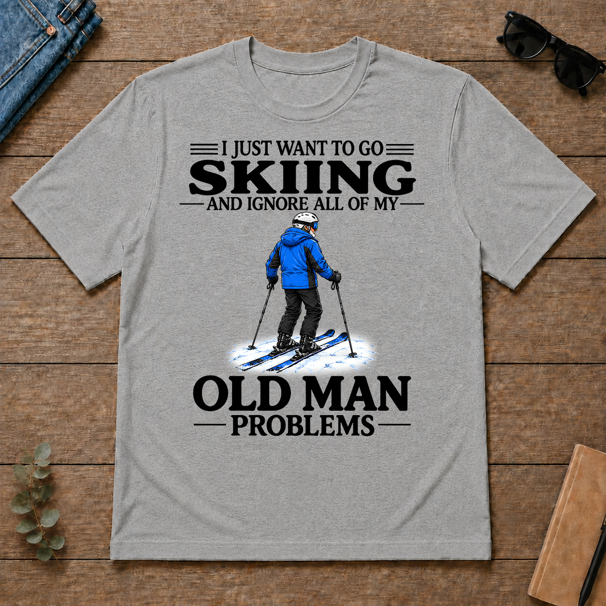 I Just Want To Go Skiing Vintage - sport-grey - TS2D-SportGrey