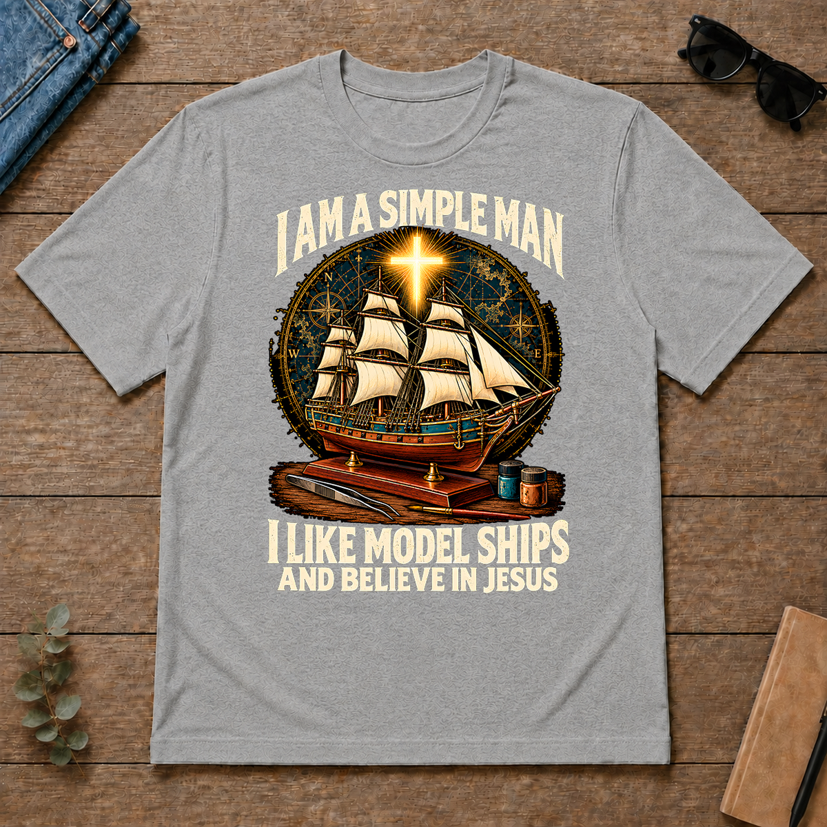 I Like Model Ships & Believe In Jesus - sport-grey - TS2D-SportGrey