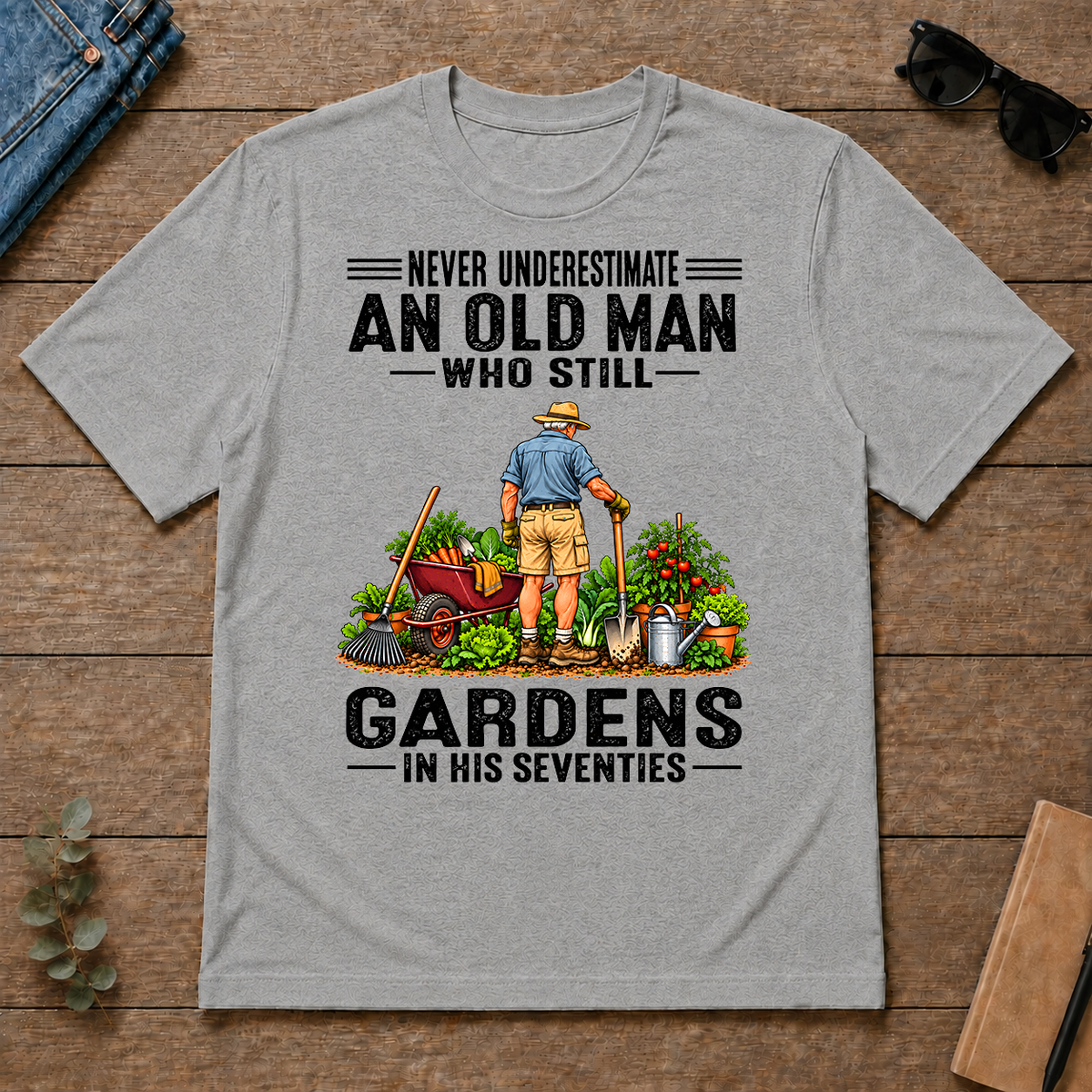 An Old Man Still Gardens In His 70s - sport-grey - TS2D-SportGrey