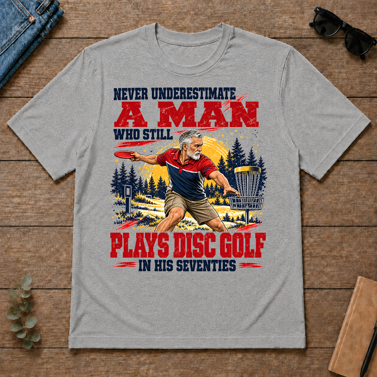 A Man Still Plays Disc Golf In His 70s - sport-grey - TS2D-SportGrey