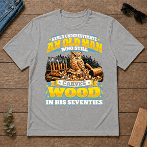 Yellow An Old Man Still Carves Wood In His Seventies - sport-grey - TS2D-SportGrey