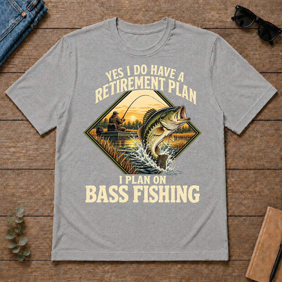 I Plan On Bass Fishing - sport-grey - TS2D-SportGrey