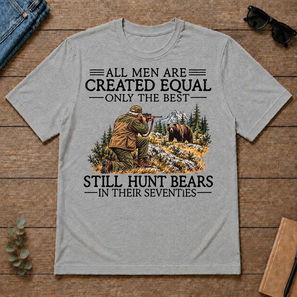All Men Are Created Equal Deer Hunting 70s - sport-grey - TS2D-SportGrey