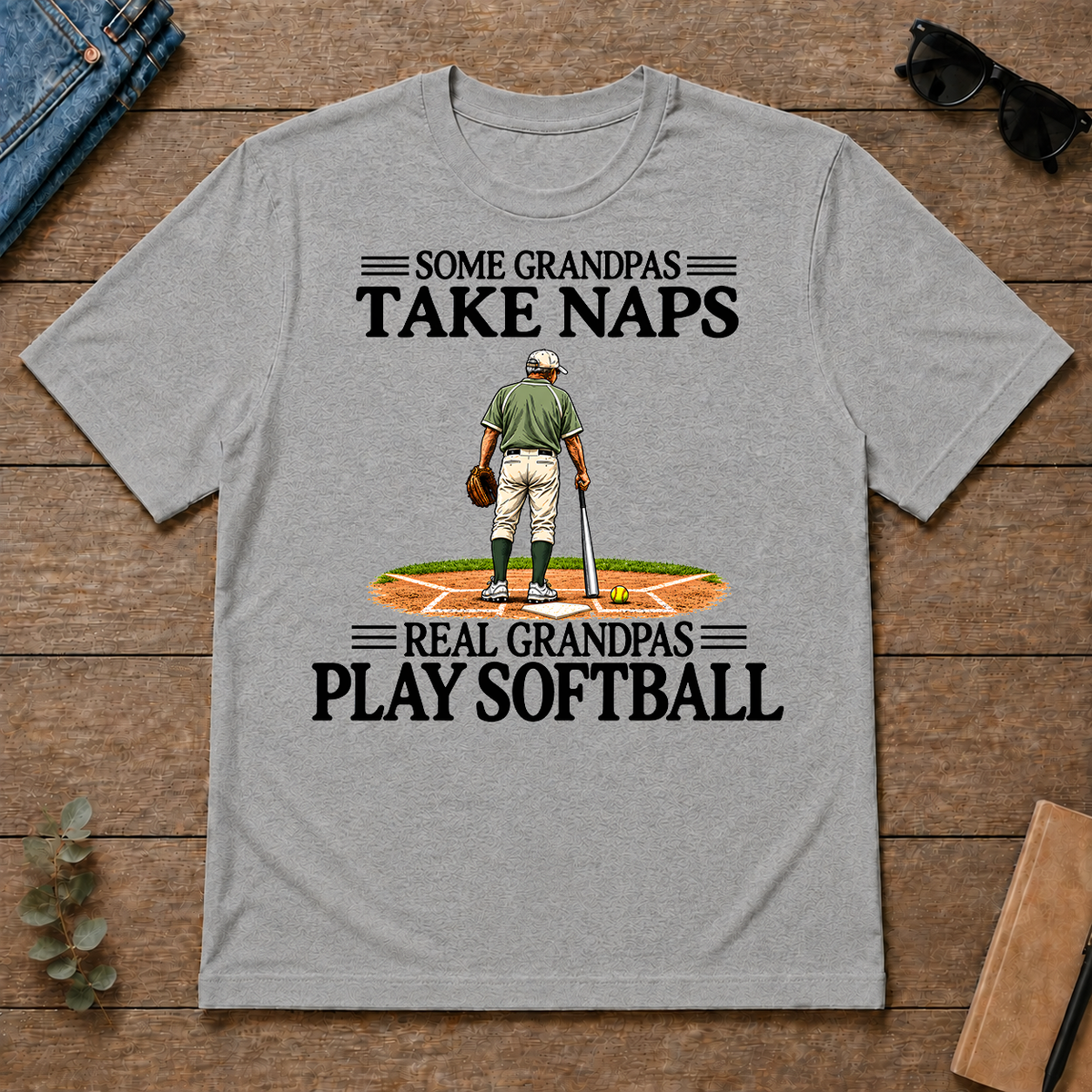 Real Grandpas Play Softball Vintage - sport-grey - TS2D-SportGrey
