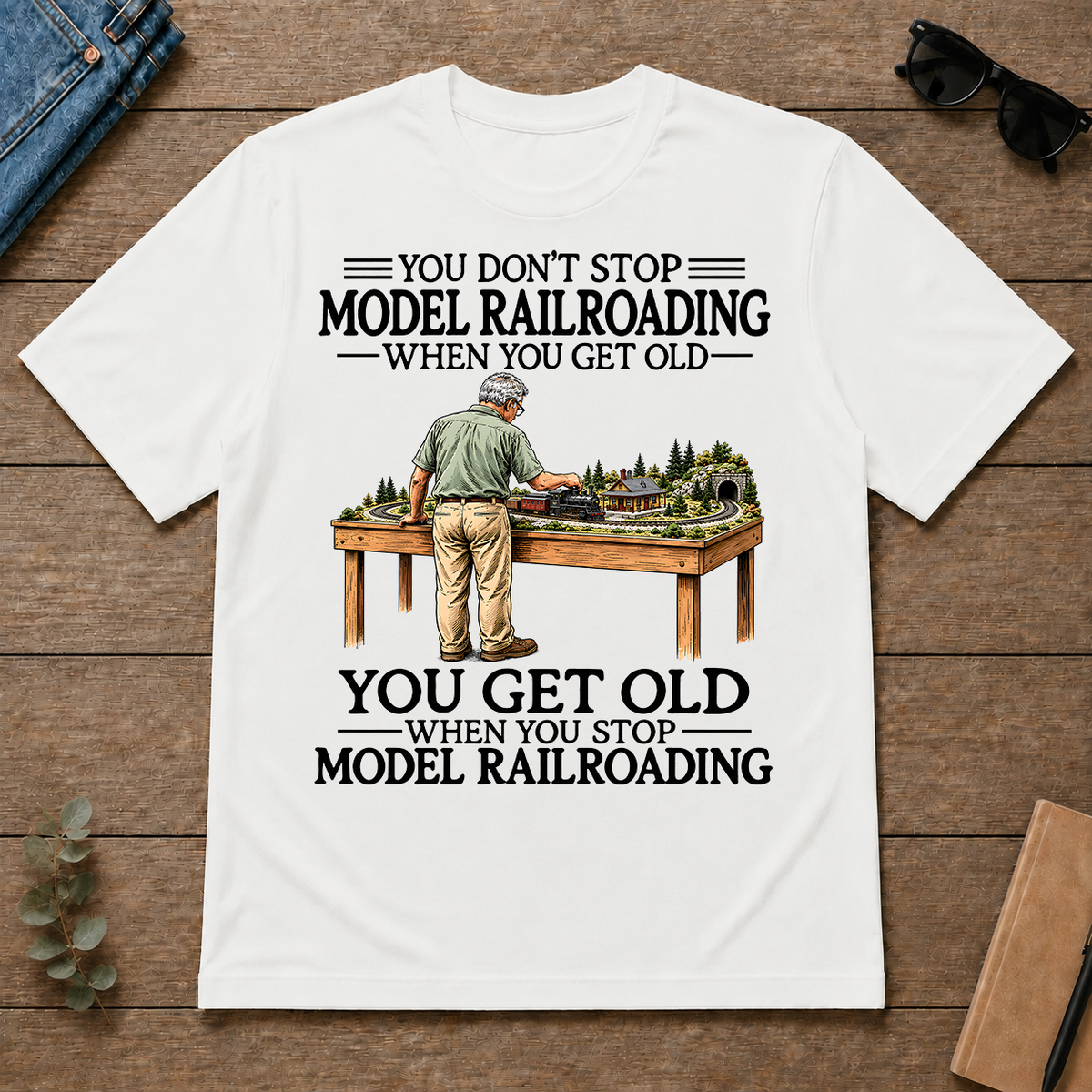 Don't Stop Model Railroading - white - TS2D-White