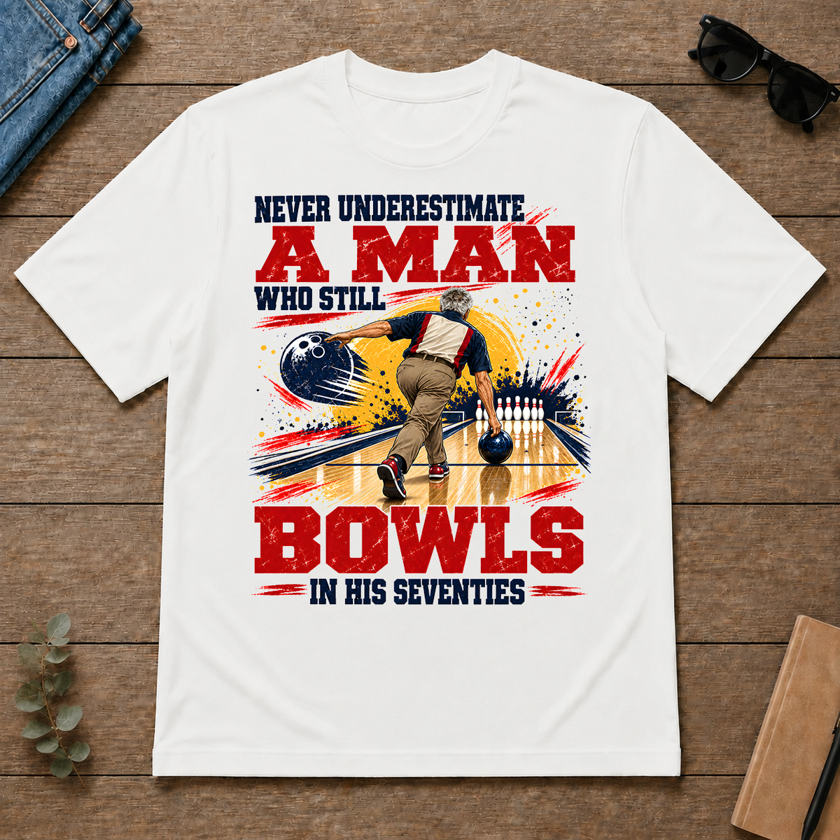 A Man Still Bowls In His 70s - white - TS2D-White