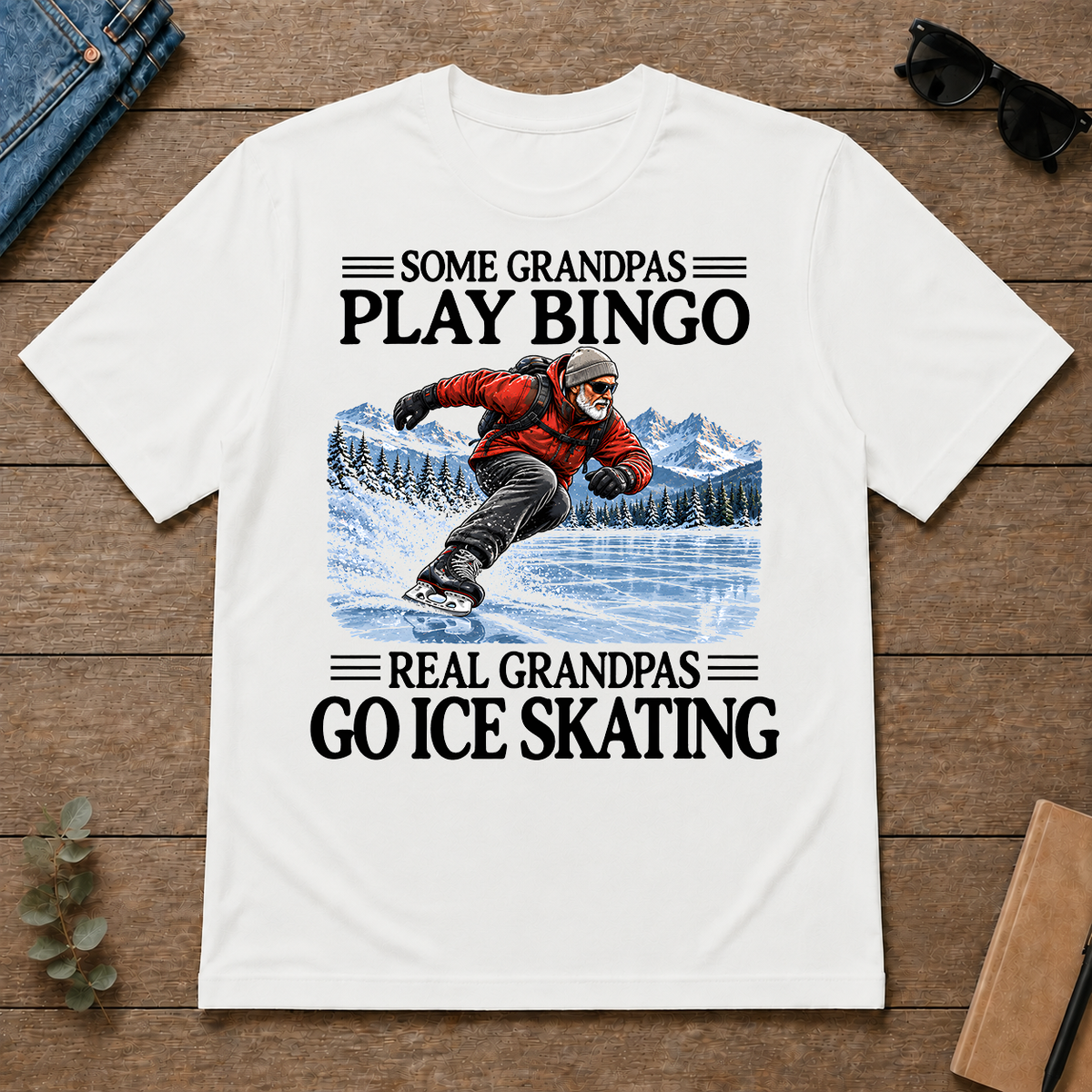 Some Grandpas Play Bingo Real Grandpas Go Ice Skating - white - TS2D-White