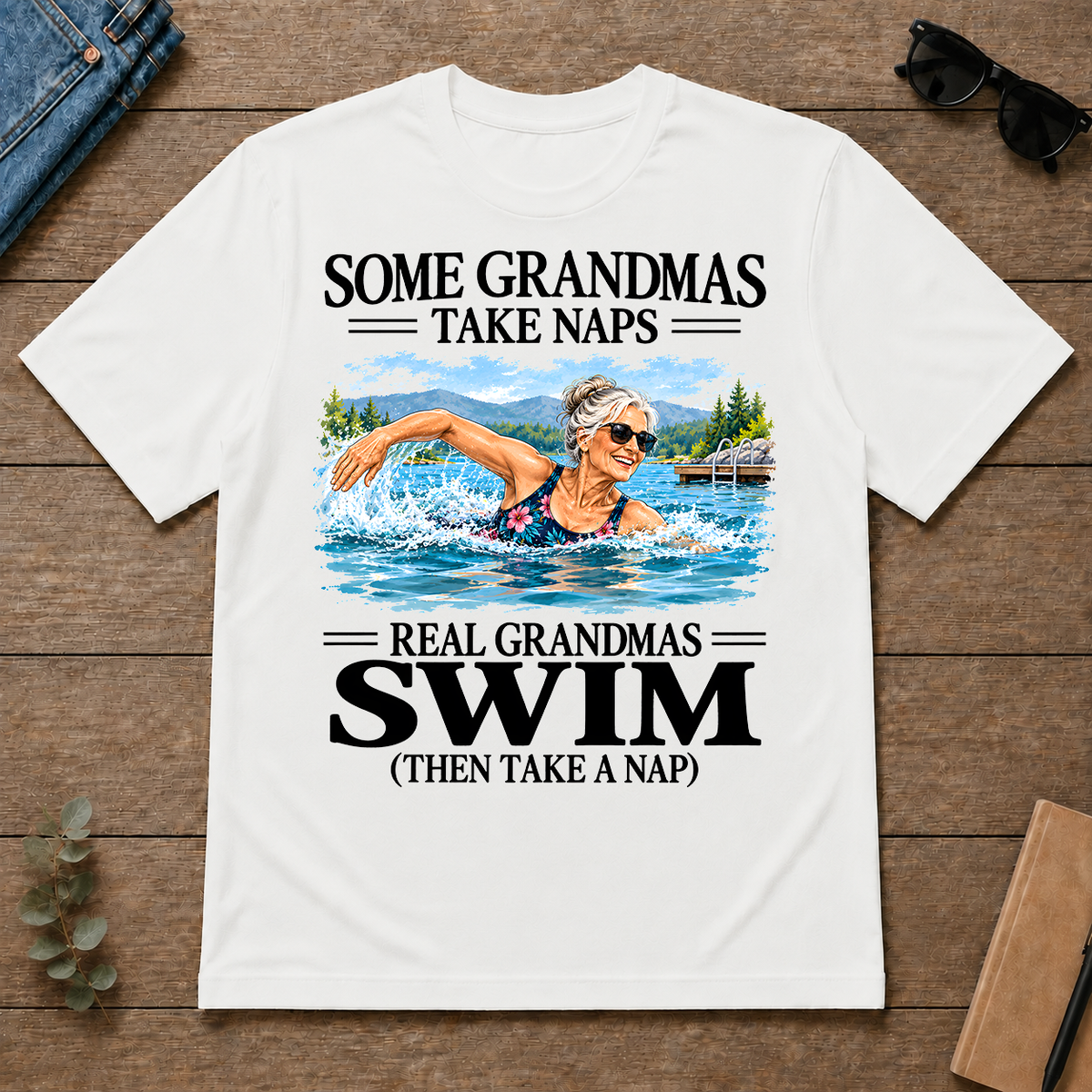 Real Grandmas Swim - white - TS2D-White
