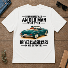 An Old Man Still Drives Classic Cars In His 70s - white - TS2D-White