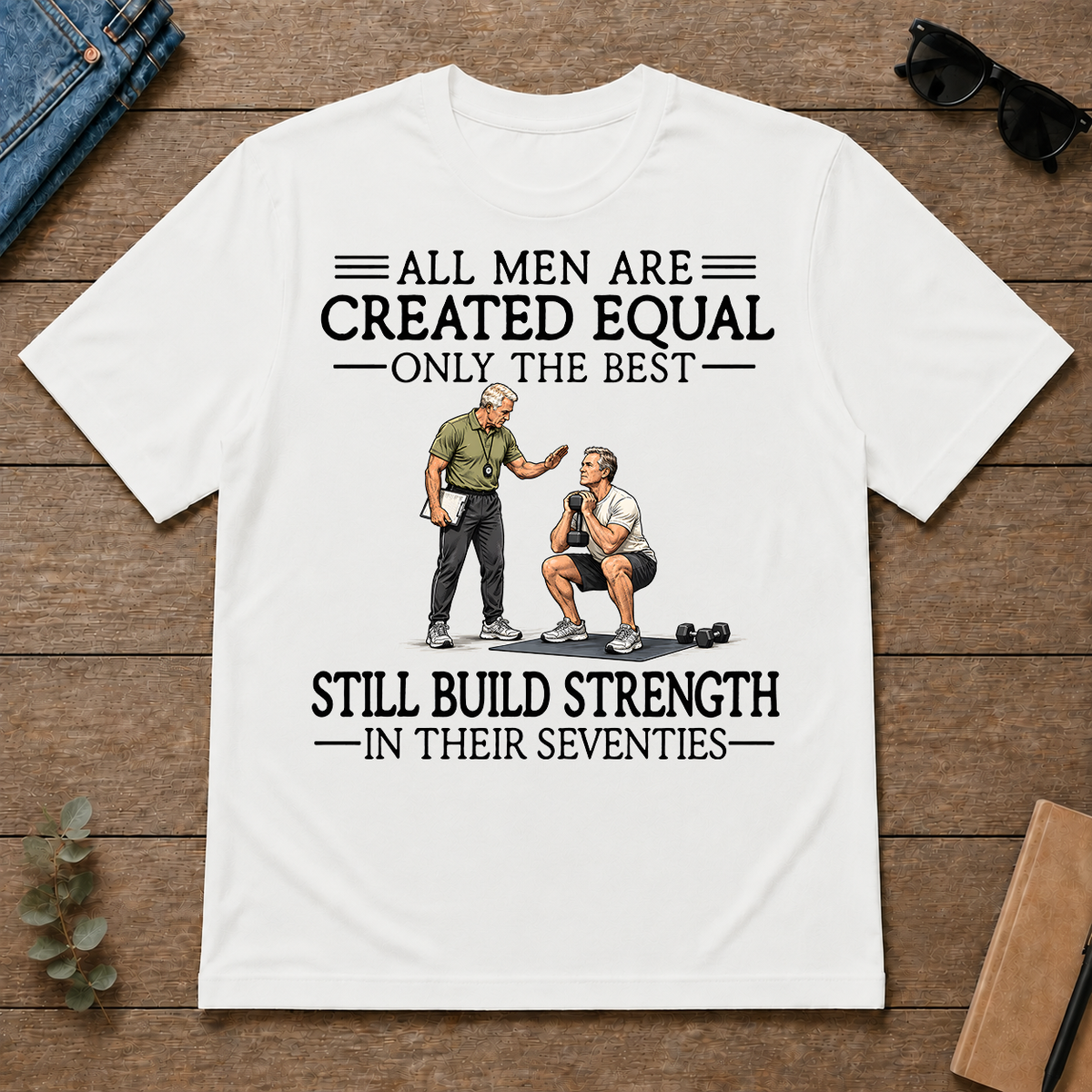 All Men Are Created Equal Only The Best Still Build Strength 70s - white - TS2D-White