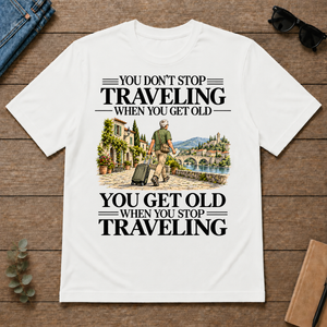 Don't Stop Traveling Vintage Art - white - TS2D-White