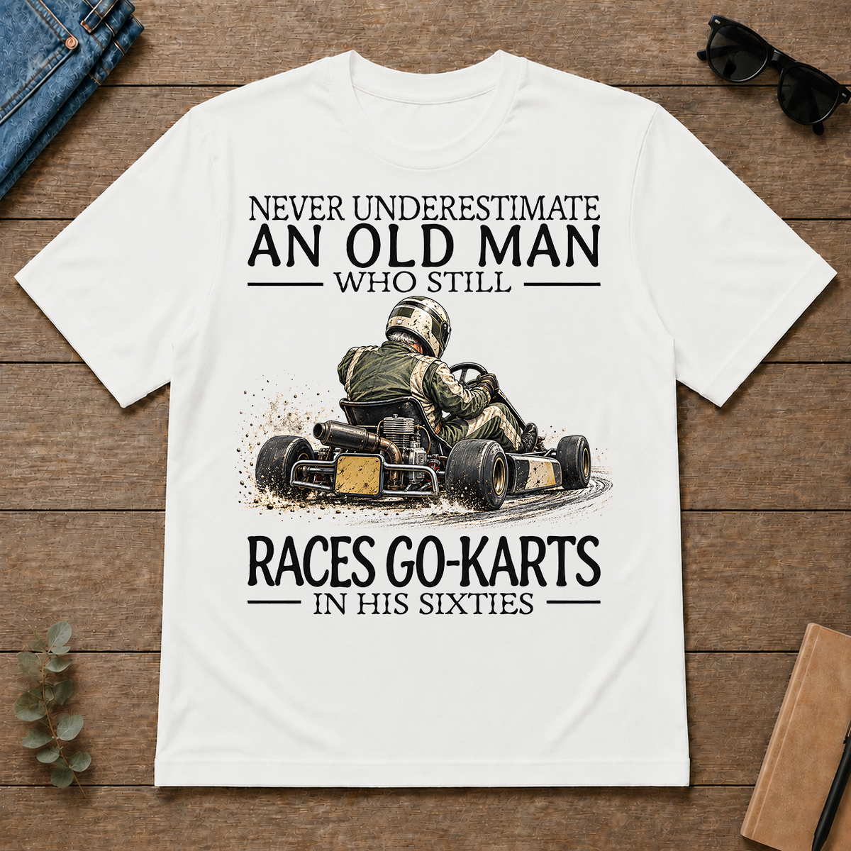 An Old Man Who Still Races Go-Karts In His Sixties - white - TS2D-White