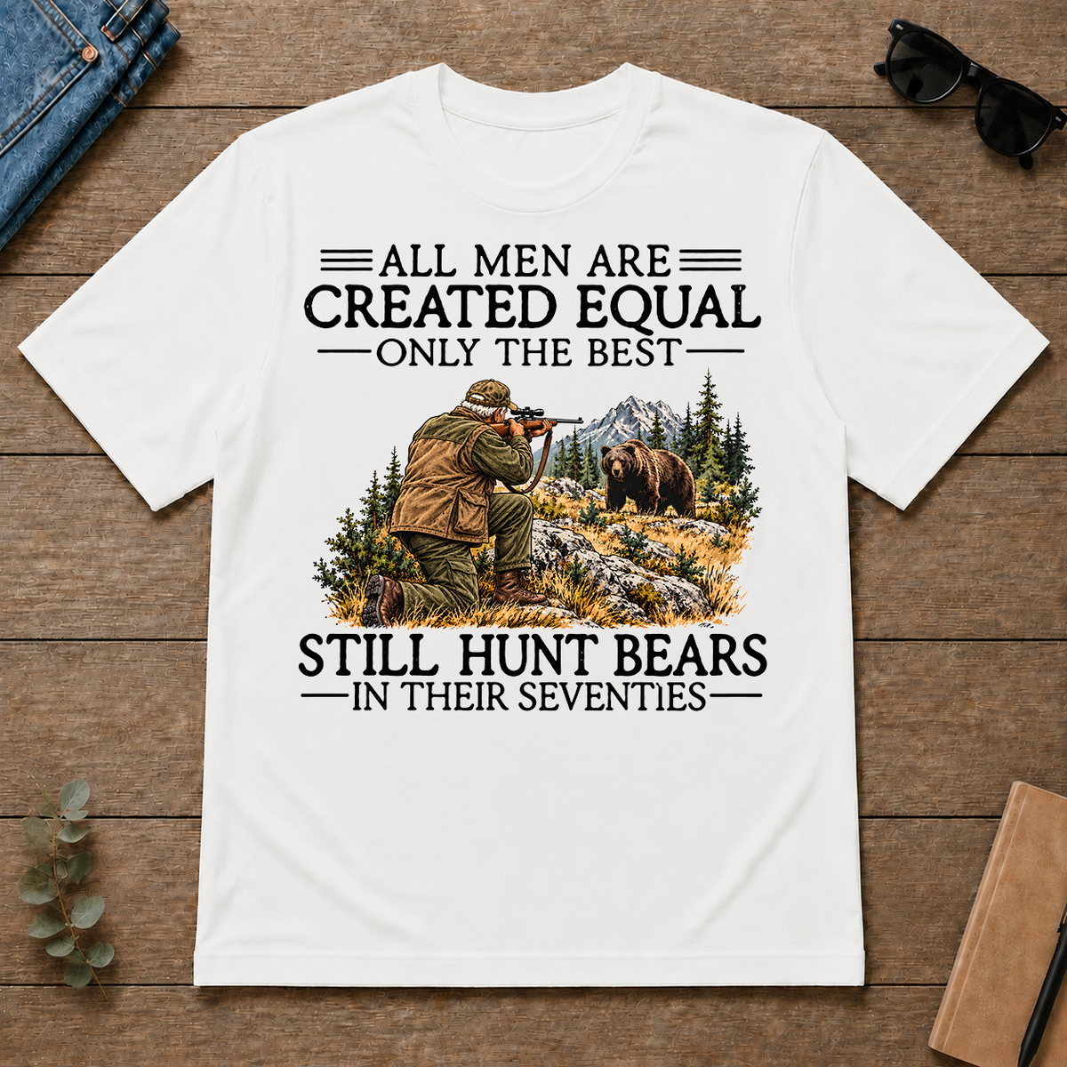 All Men Are Created Equal Bear Hunting 70s - white - TS2D-White