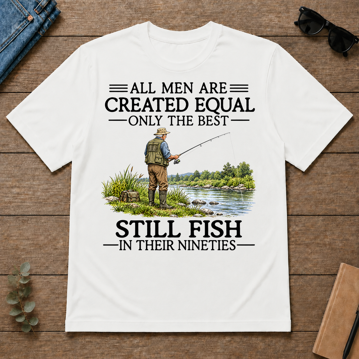 All Men Are Created Equal Only The Best Still Fish 90s - white - TS2D-White