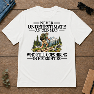 Never Underestimate An Old Man Hiking 80s - white - TS2D-White