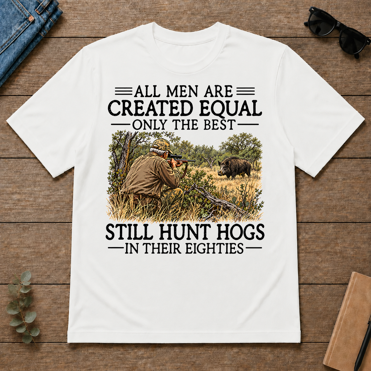 All Men Are Created Equal Hog Hunting 80s - white - TS2D-White