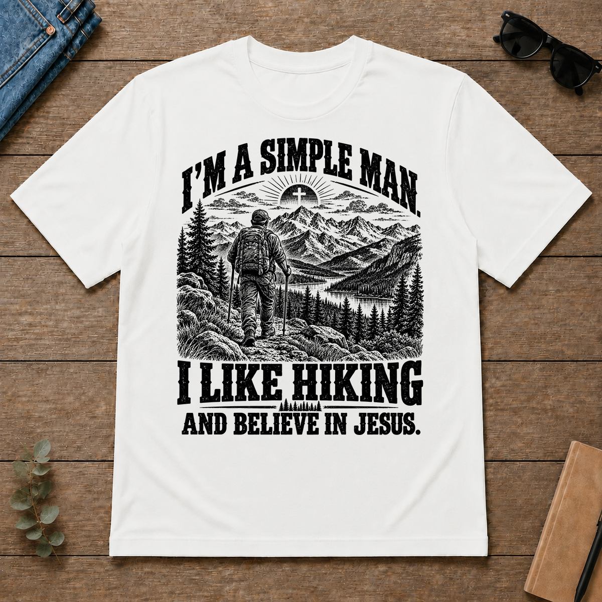 I like Hiking Believe In Jesus - white - TS2D-White