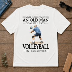 An Old Man Who Still Plays Volleyball In His Seventies - white - TS2D-White