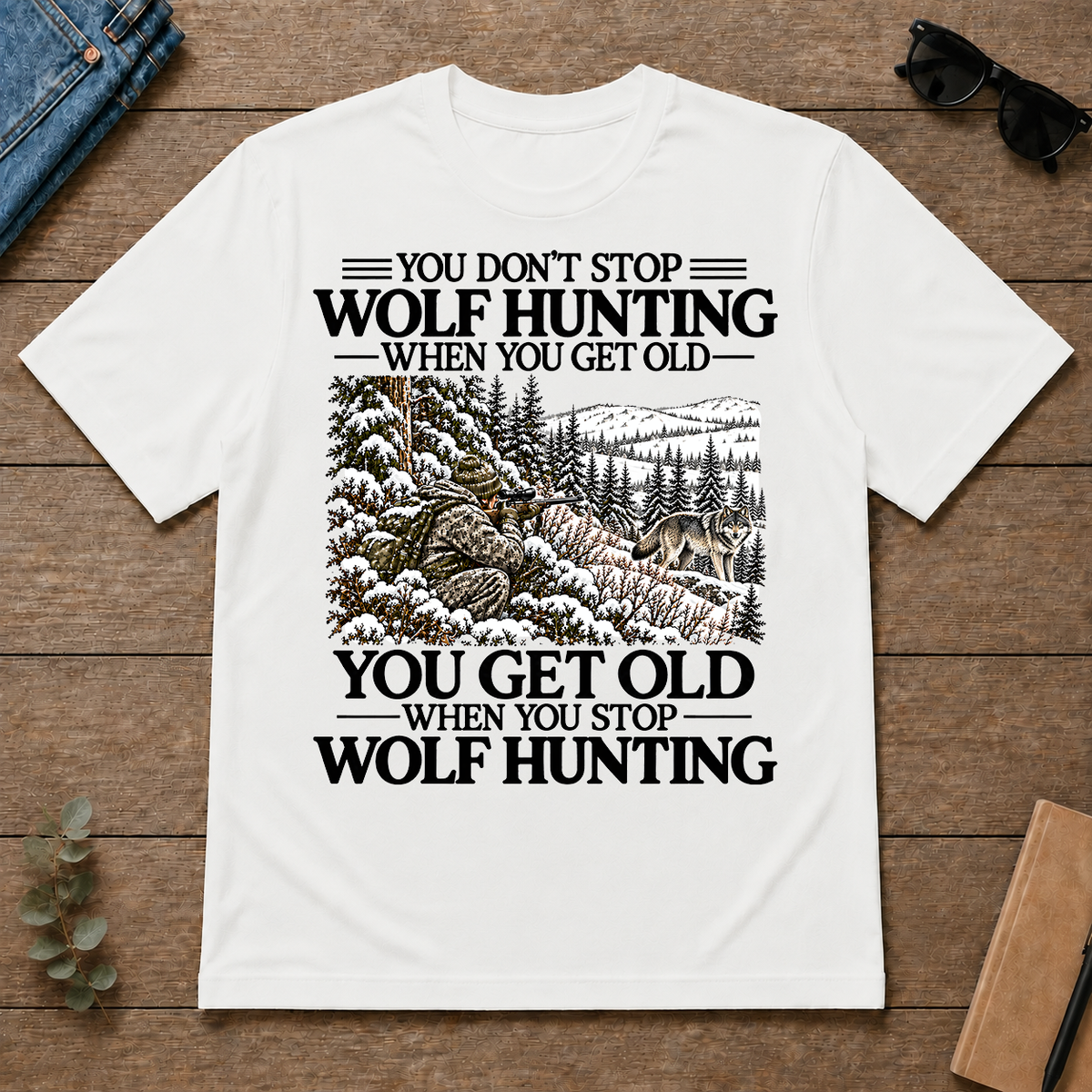 Don't Stop Winter Wolf Hunting Snow - white - TS2D-White