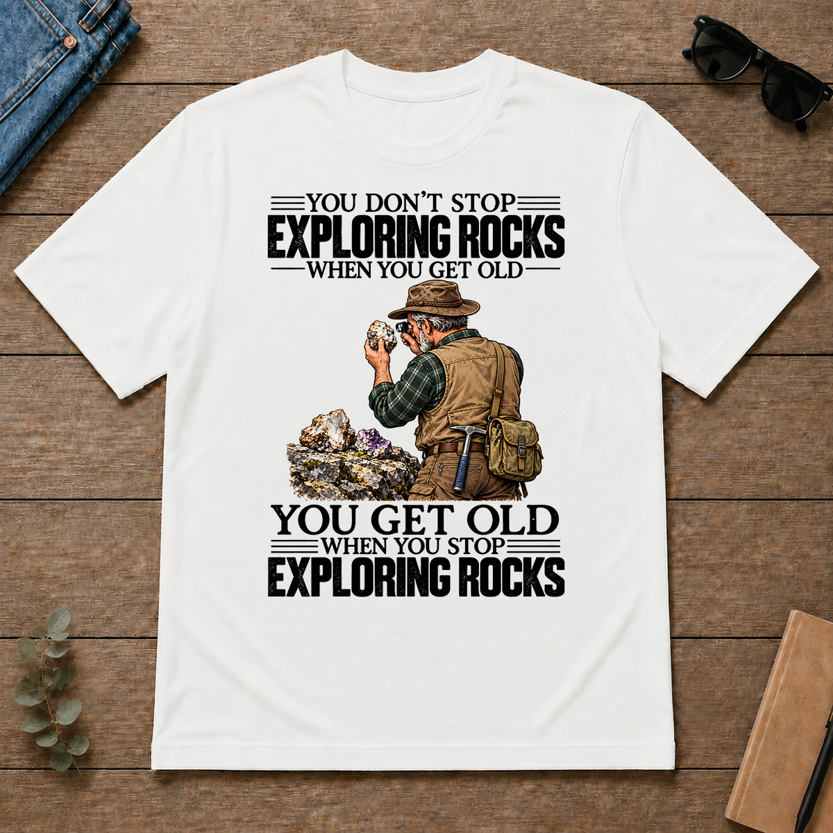 Vintage You Get Old When You Stop Exploring Rocks - white - TS2D-White