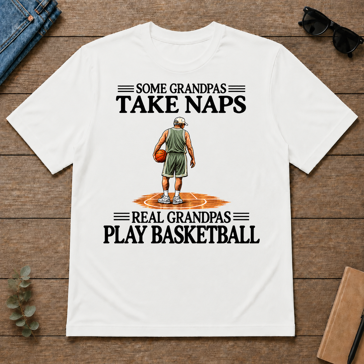 Real Grandpas Play Basketball Vintage - white - TS2D-White