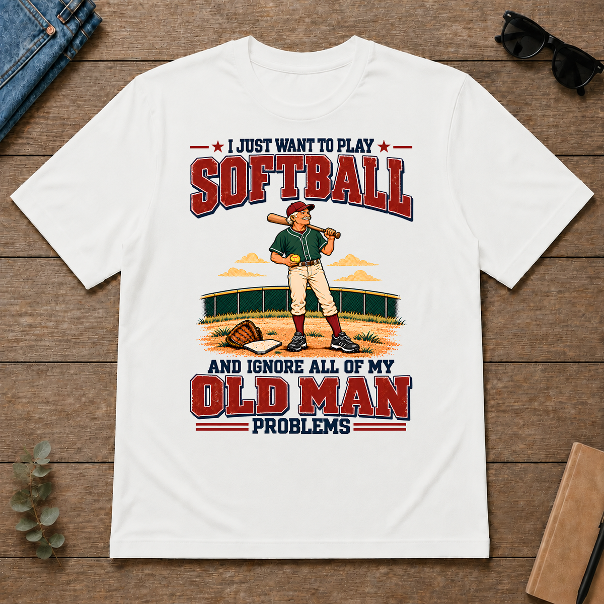 I Just Want To Play Solfball & Ignore All Old Man Problems - white - TS2D-White