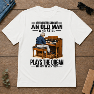 An Old Man Still Plays The Organ In His 70s - white - TS2D-White