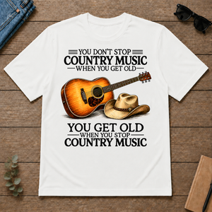 Don't Stop Playing Country Music Vintage Art - white - TS2D-White