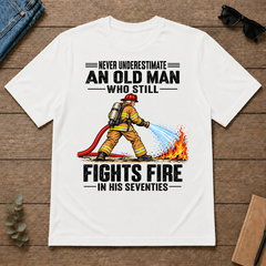 An Old Man Still Fights Fire In His 70s - white - TS2D-White