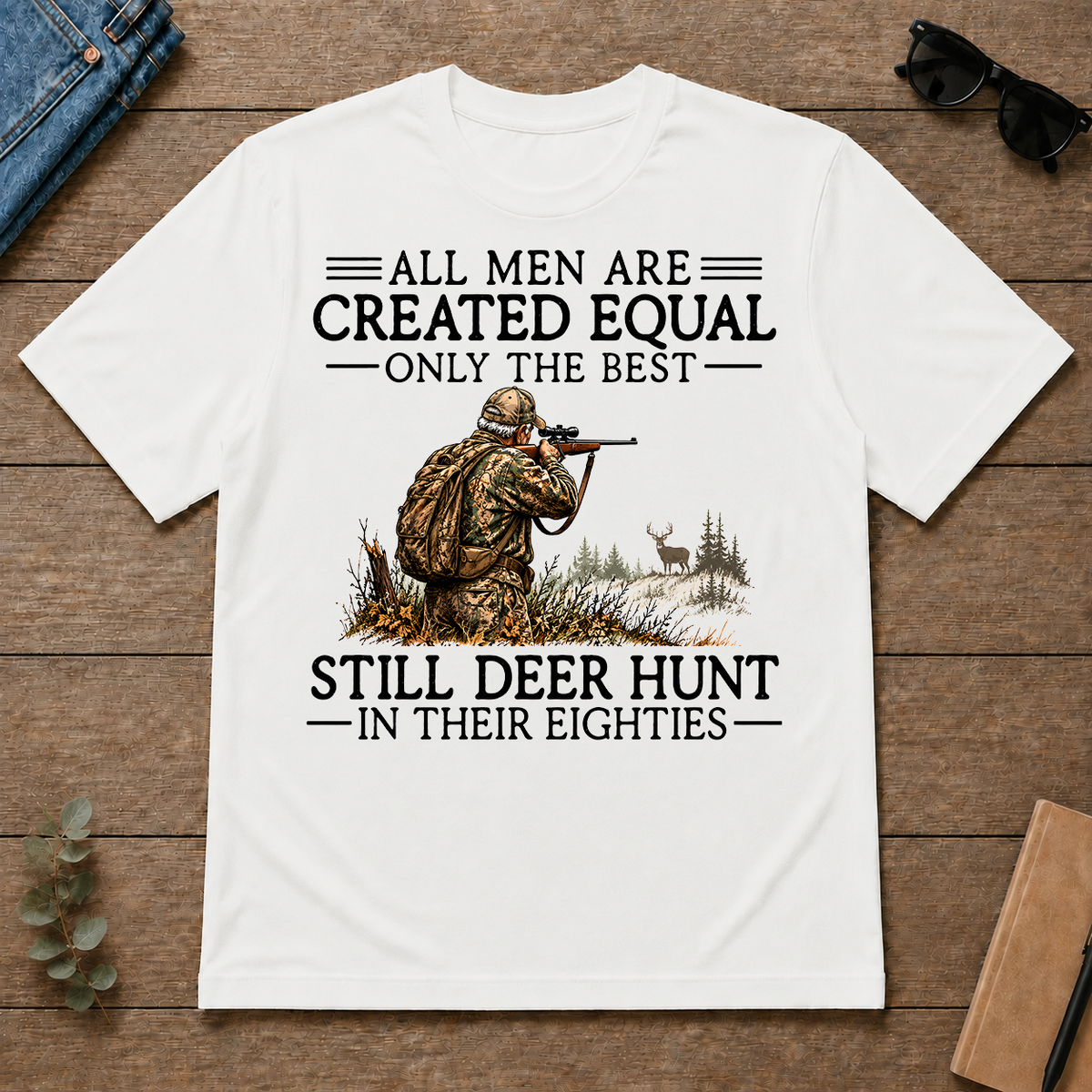 All Men Are Created Equal Deer Hunting 80s - white - TS2D-White
