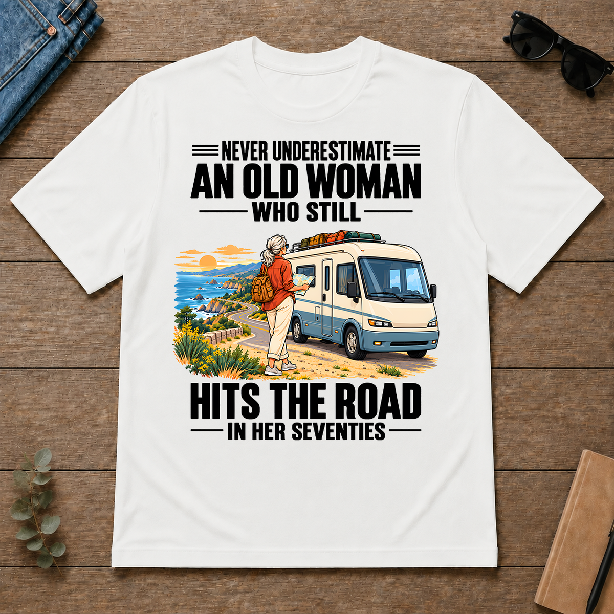An Old Woman Still Hits The Road In Her 70s - white - TS2D-White
