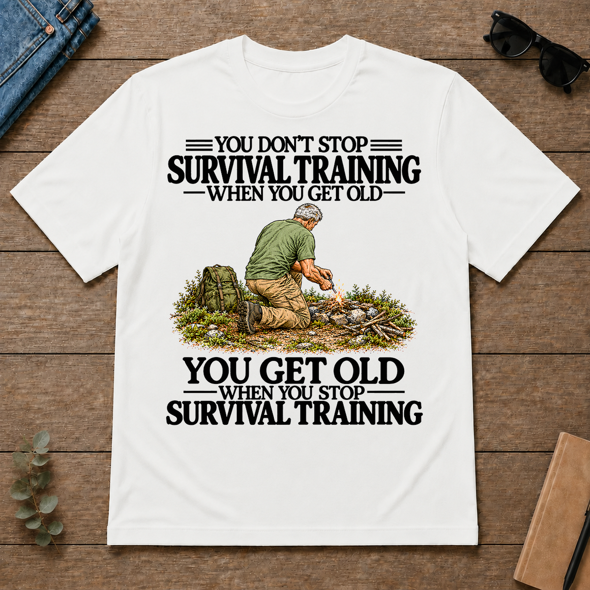 Don't Stop Survival Training Vintage Art - white - TS2D-White