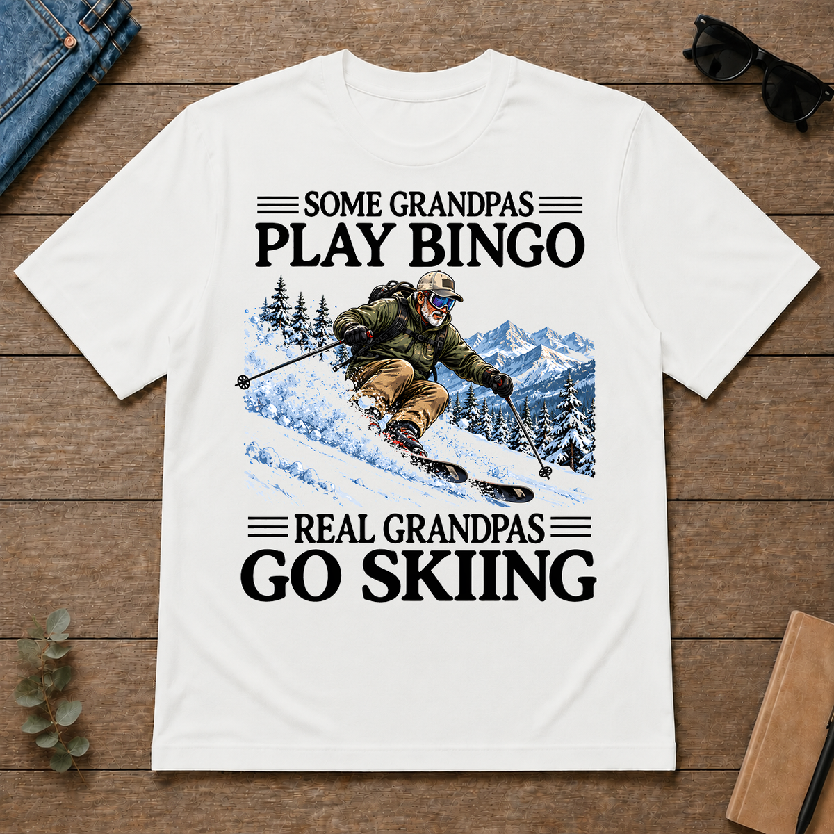 Some Grandpas Play Bingo Real Grandpas Go Skiing - white - TS2D-White