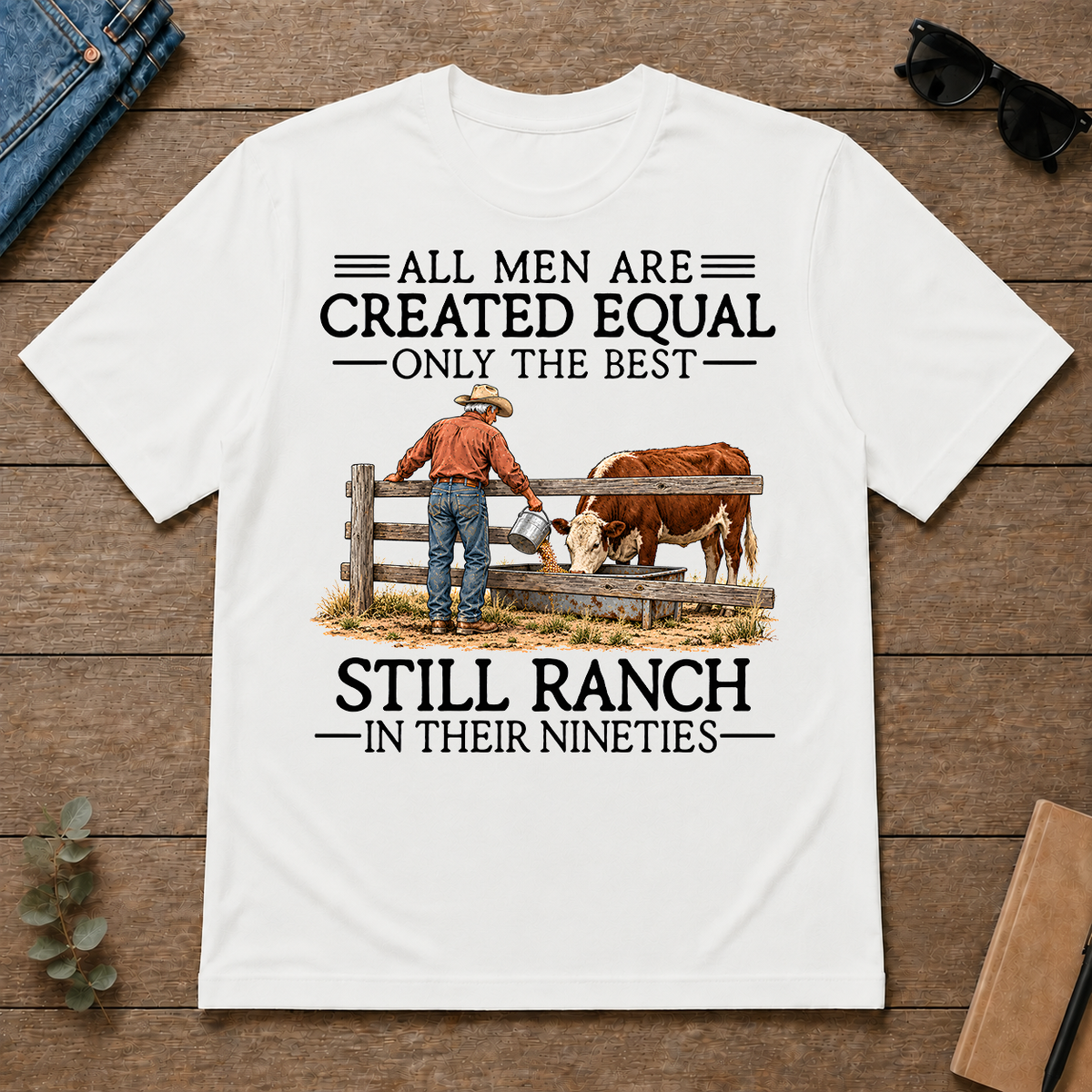 All Men Are Created Equal Only The Best Still Ranch 90s - white - TS2D-White
