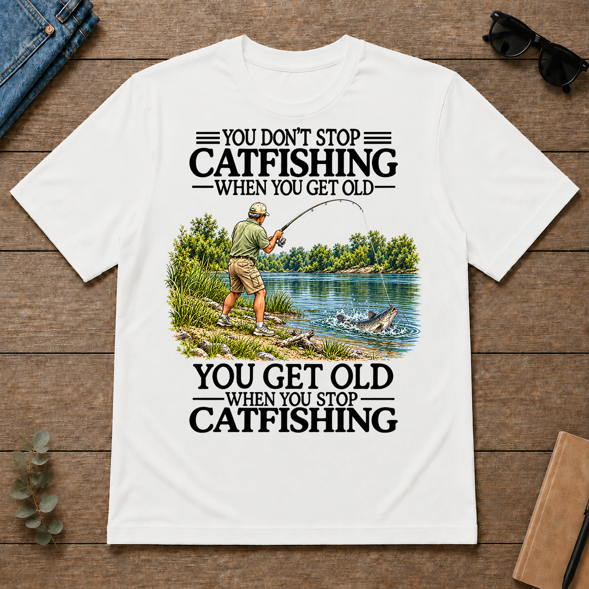 Don't Stop Cat Fishing Vintage - white - TS2D-White
