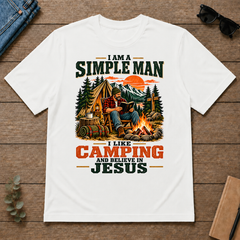 I Like Camping And Believe In Jesus - white - TS2D-White