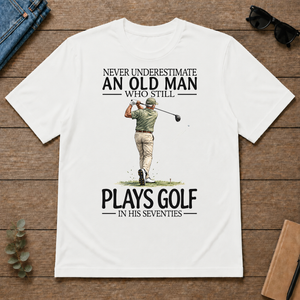 An Old Man Who Still Plays Golf In His Seventies - white - TS2D-White