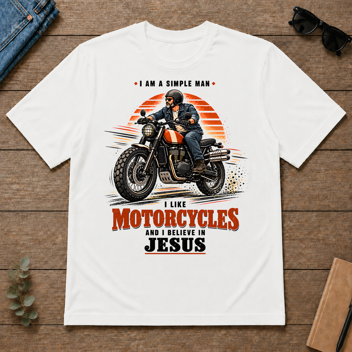 I Like Motorcycles And Believe In Jesus - white - TS2D-White