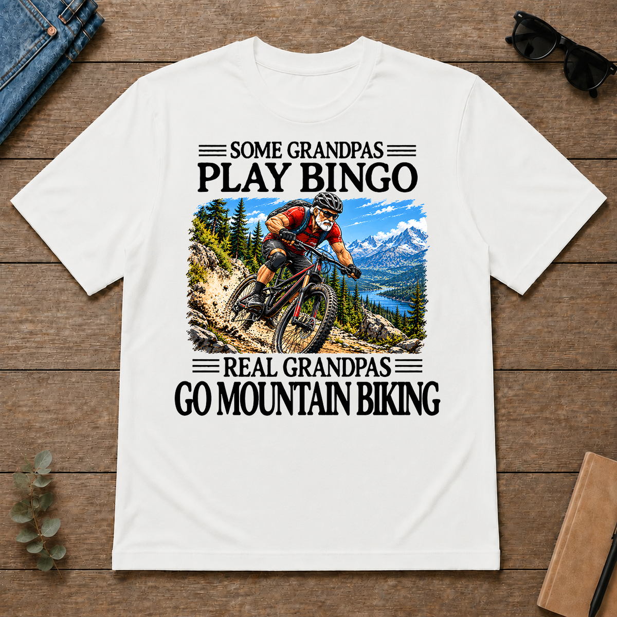 Some Grandpas Play Bingo Real Grandpas Go Mountain Biking - white - TS2D-White