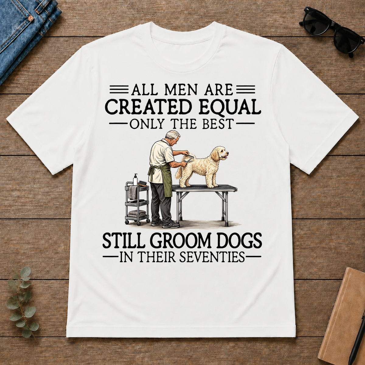 All Men Are Created Equal Only The Best Still Groom Dogs 70s - white - TS2D-White