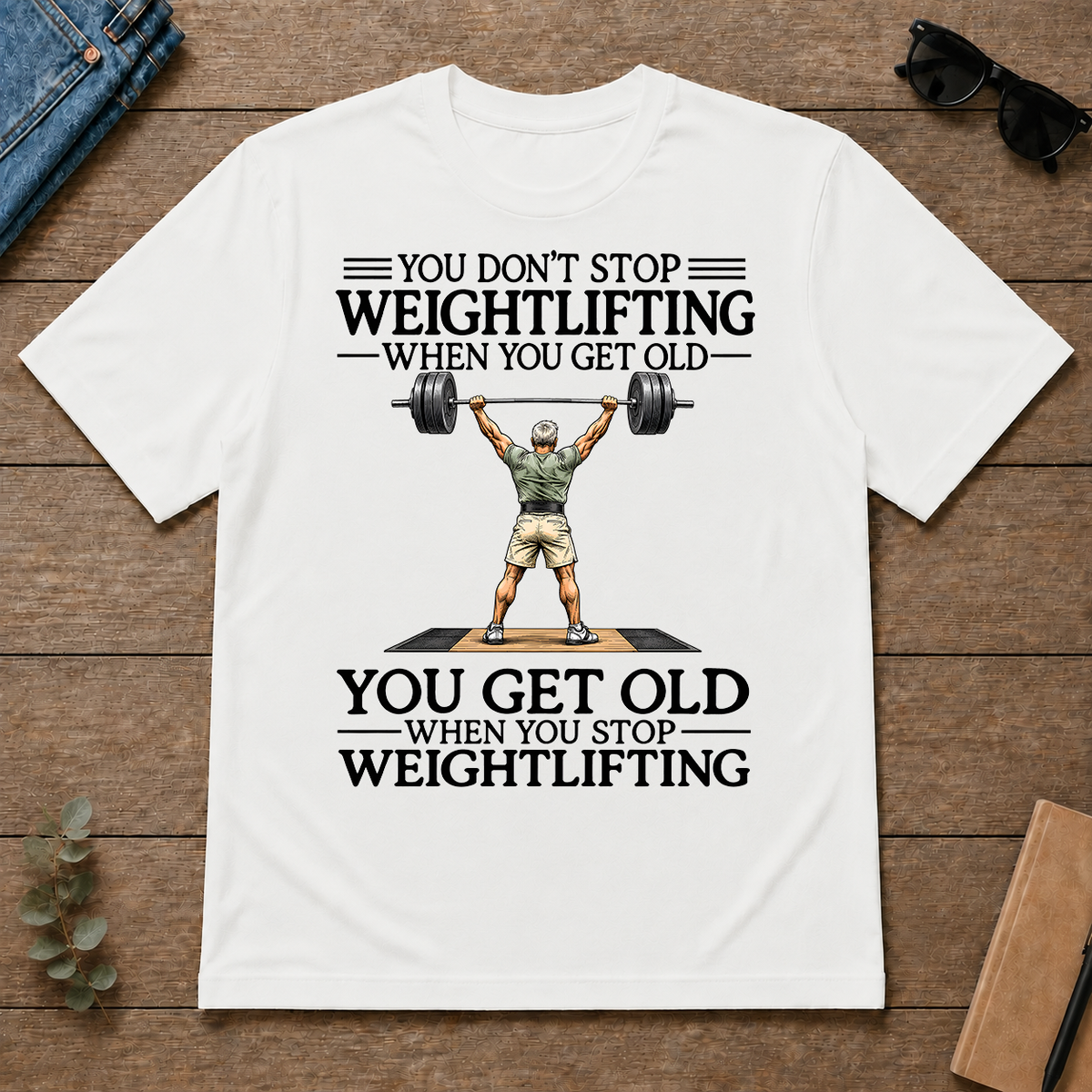 Don't Stop Weightlifting Vintage Art - white - TS2D-White