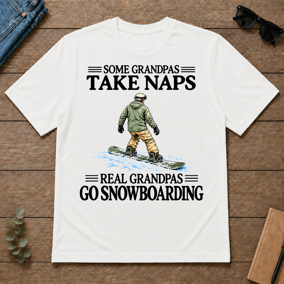 Real Grandpas Go Snowboarding Vintage - white - TS2D-White
