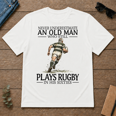An Old Man Who Still Plays Rugby In His Sixties - white - TS2D-White