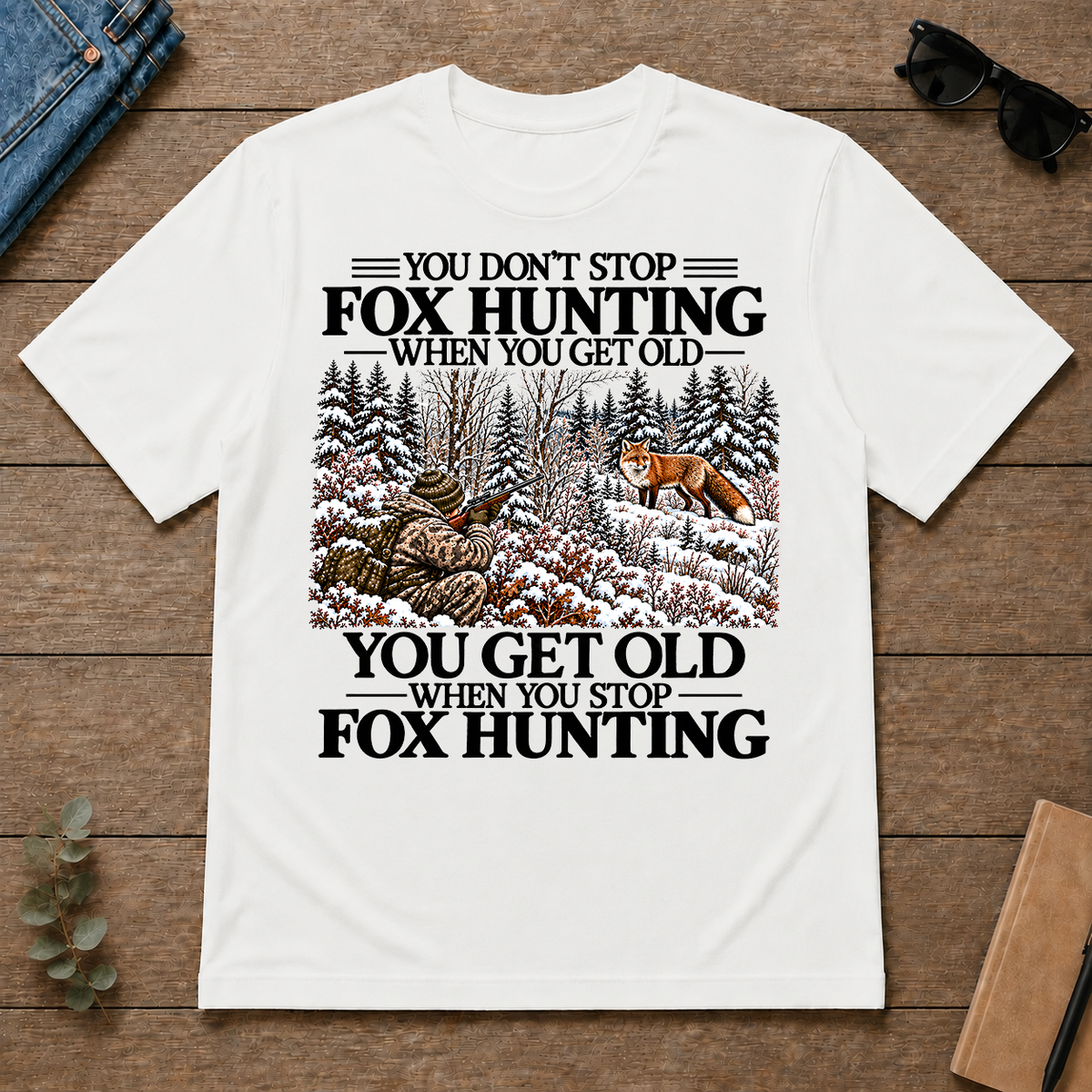 Don't Stop Winter Fox Hunting Snow - white - TS2D-White