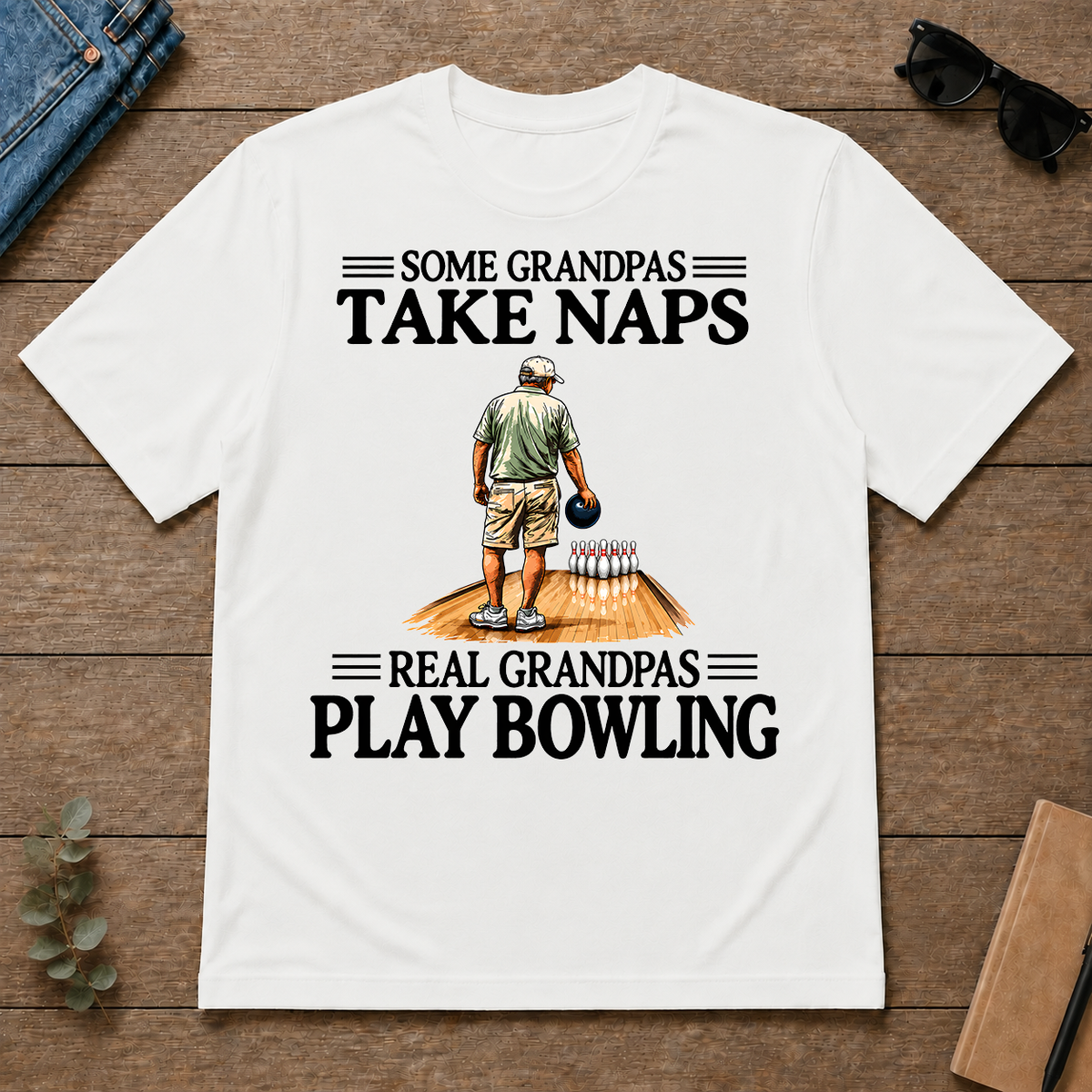 Real Grandpas Play Bowling Vintage - white - TS2D-White