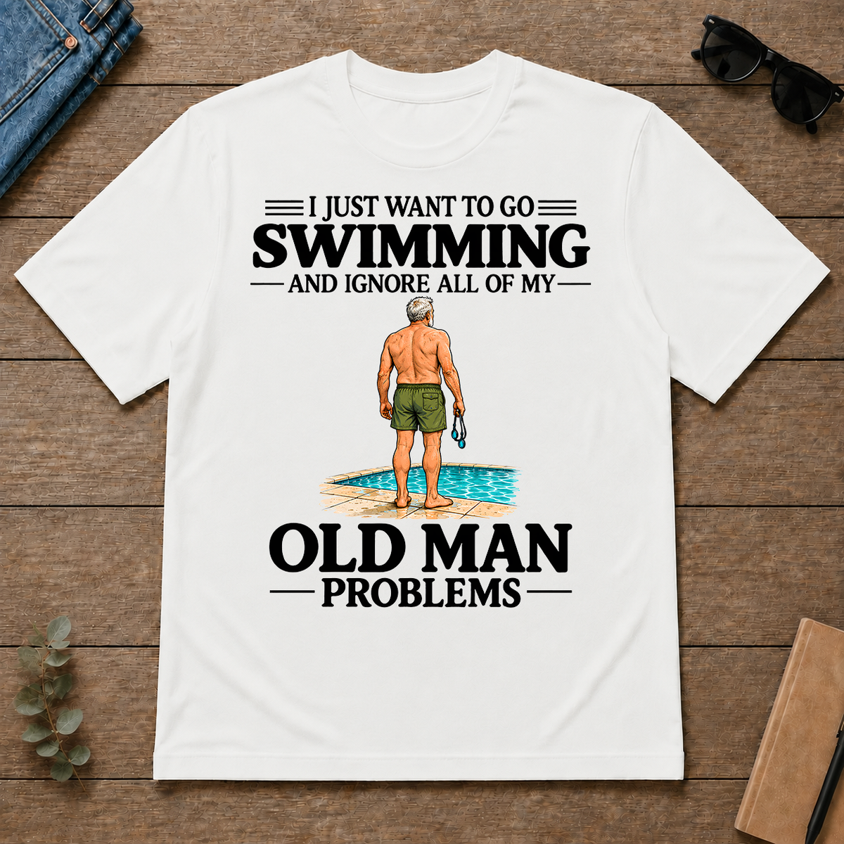 I Just Want To Go Swimming Vintage Men - white - TS2D-White